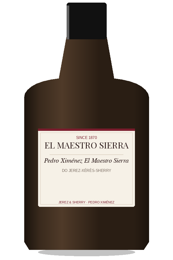 Pedro Ximénez El Maestro Sierra by El Maestro Sierra, bottle illustration