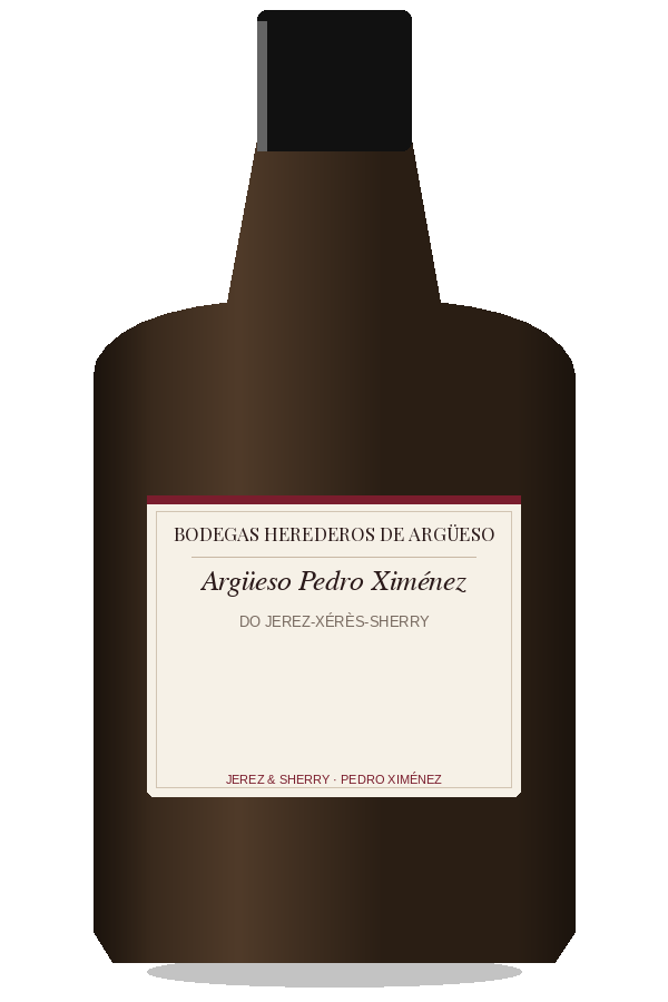 Argüeso Pedro Ximénez by Bodegas Herederos de Argüeso, bottle illustration