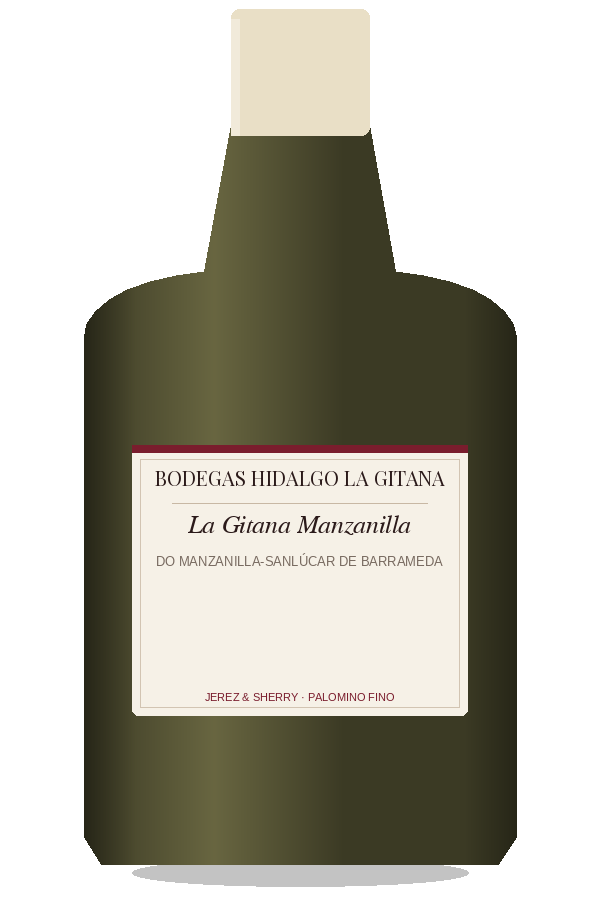 La Gitana Manzanilla by Bodegas Hidalgo La Gitana, bottle illustration