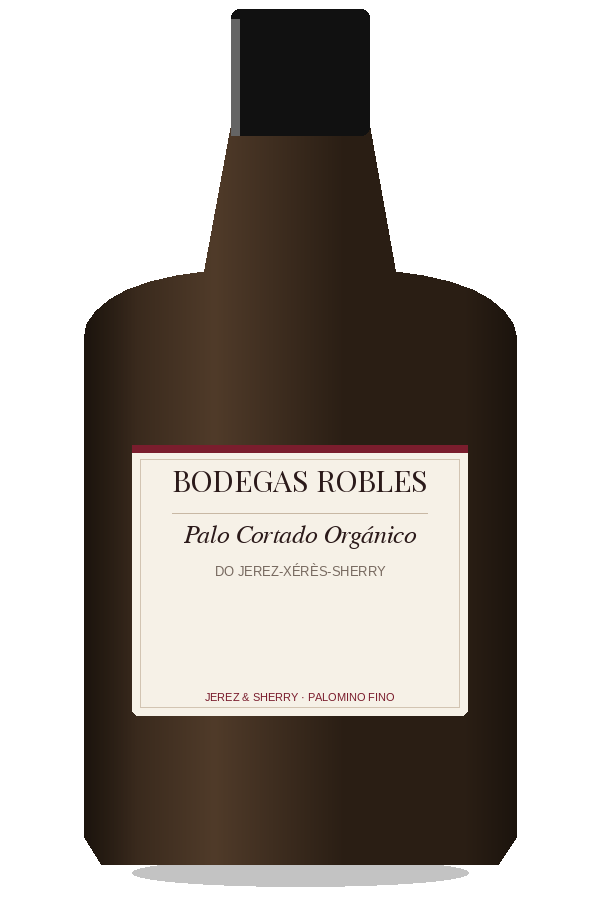 Palo Cortado Orgánico by Bodegas Robles, bottle illustration