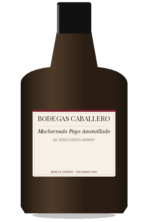 Macharnudo Pago Amontillado by Bodegas Caballero, bottle illustration