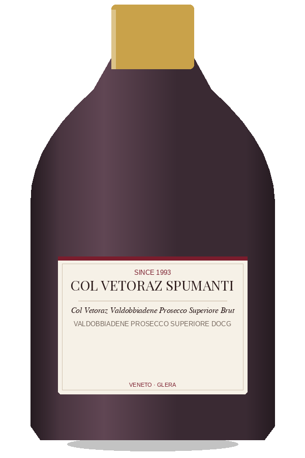 Col Vetoraz Valdobbiadene Prosecco Superiore Brut by Col Vetoraz Spumanti, bottle illustration