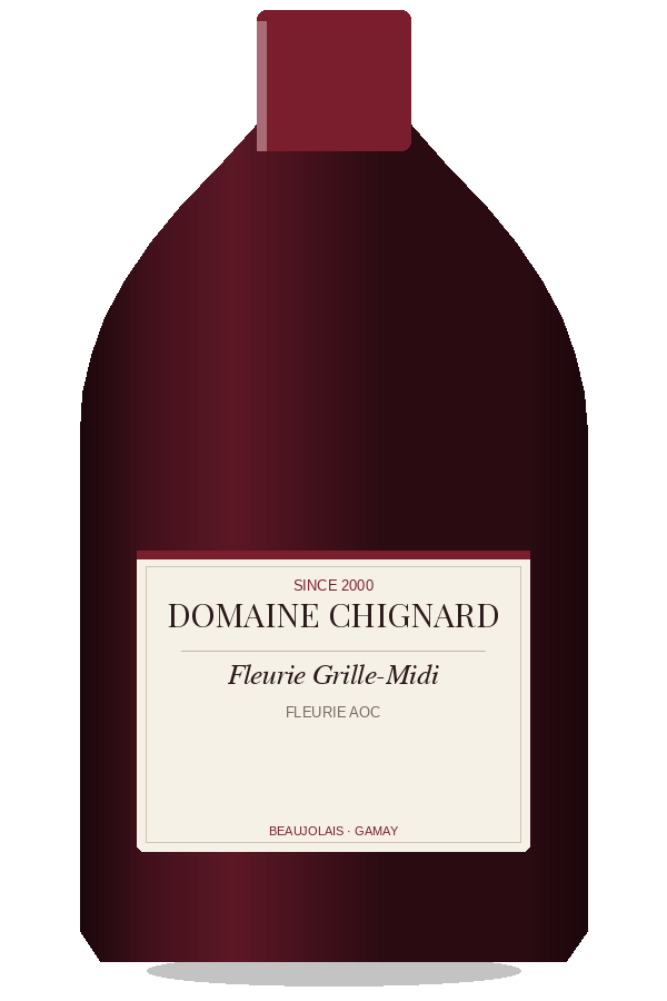 Fleurie Grille-Midi by Domaine Chignard, bottle illustration