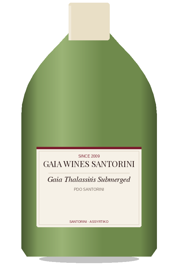 Gaia Thalassitis Submerged by Gaia Wines Santorini, bottle illustration
