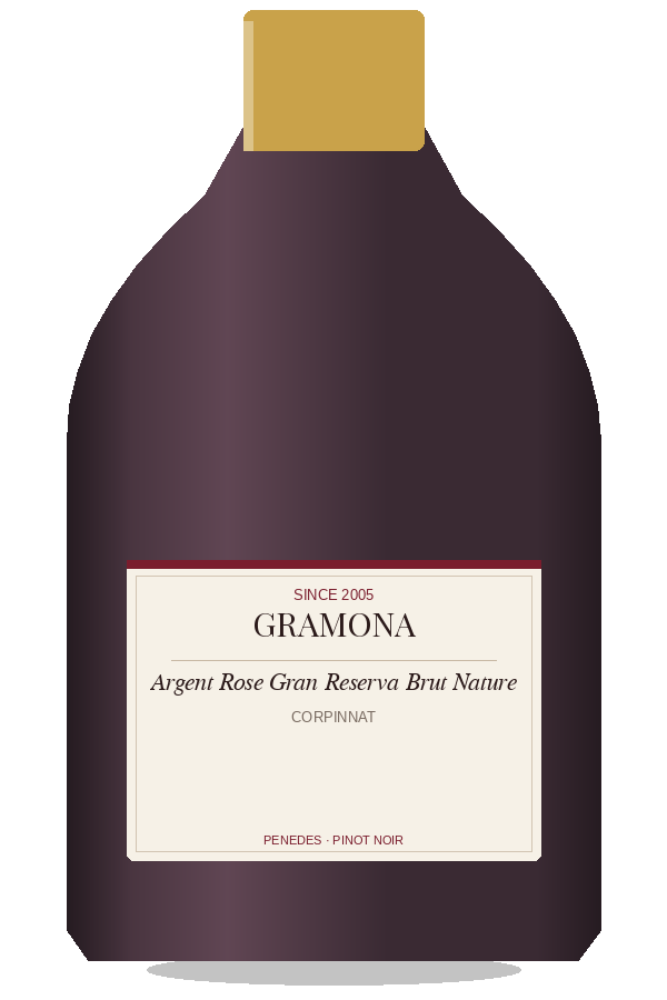 Argent Rose Gran Reserva Brut Nature by Gramona, bottle illustration