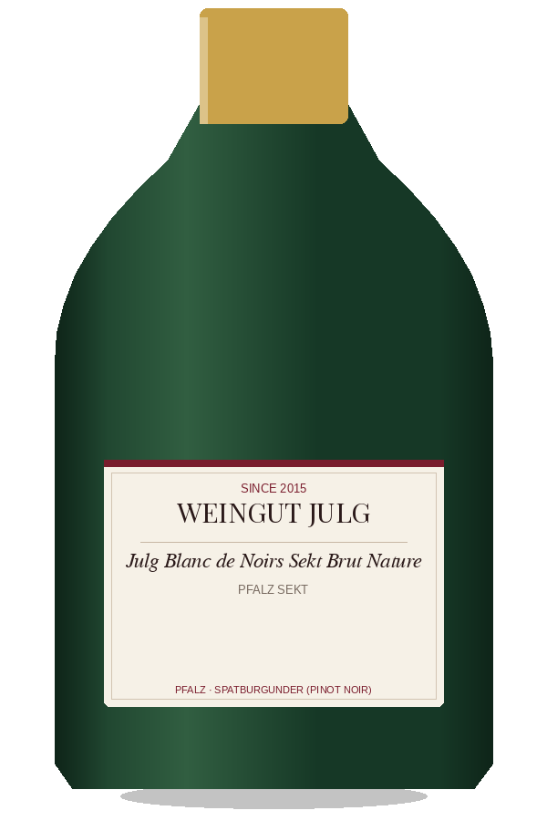 Julg Blanc de Noirs Sekt Brut Nature by Weingut Julg, bottle illustration