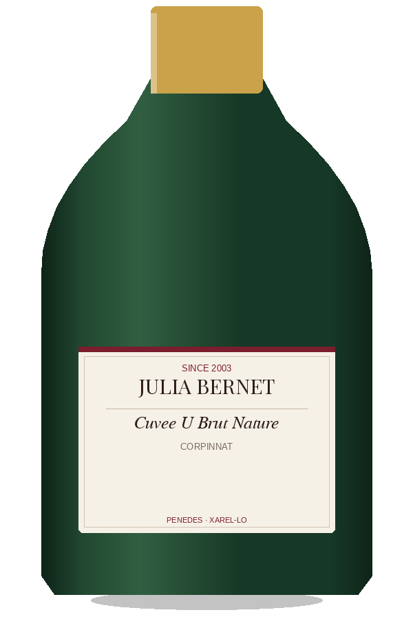 Cuvee U Brut Nature by Julia Bernet, bottle illustration