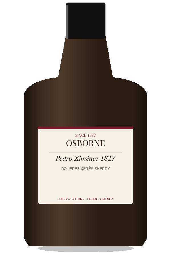 Pedro Ximénez 1827 by Osborne, bottle illustration