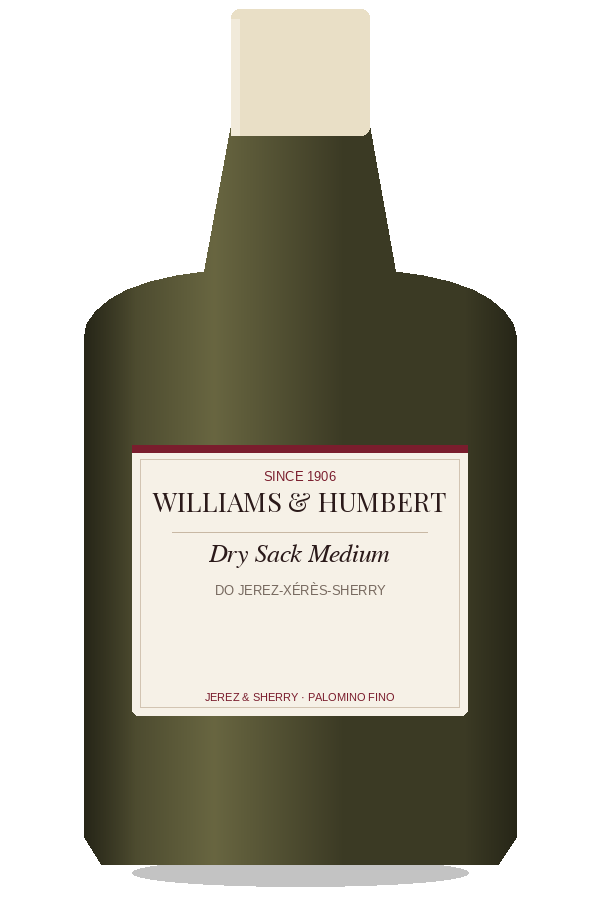 Dry Sack Medium by Williams & Humbert, bottle illustration