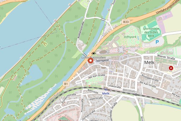 Map showing Stift Melk Weingut (Monastery Vineyard) in Wachau
