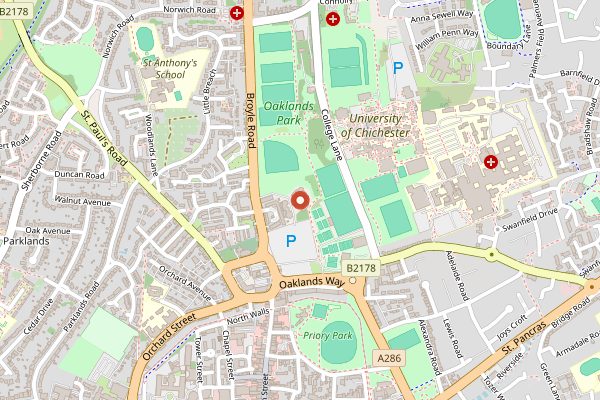 Map showing Chichester Cheese and Chilli Festival in Sussex