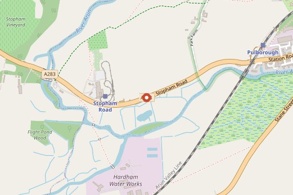 Map showing Stopham Vineyard in Sussex