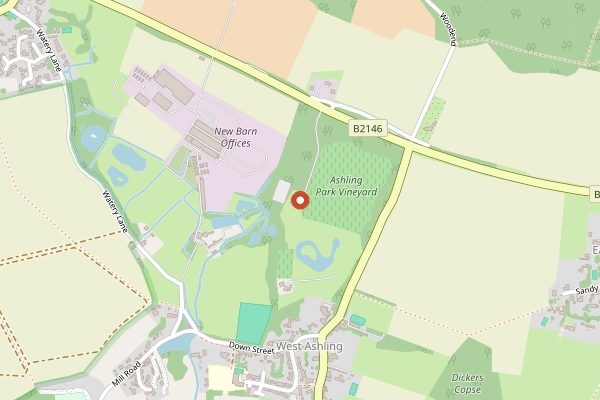 Map showing Ashling Park Vineyard Restaurant in Sussex