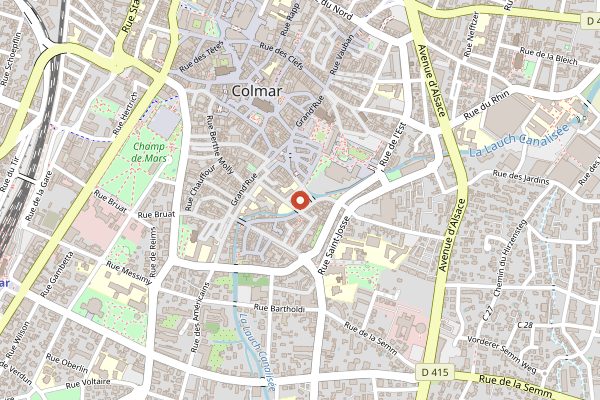 Map showing Colmar covered market, Saint-Nicolas cheese stand in Alsace