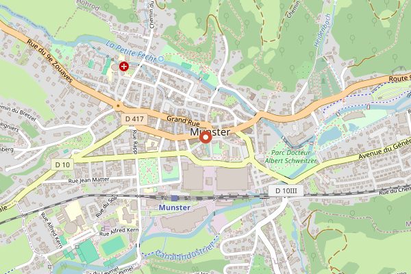 Map showing Munster weekly market in Alsace