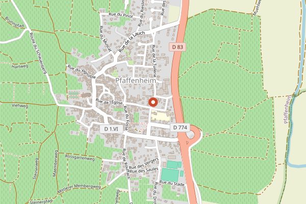 Map showing Cave des Vignerons de Pfaffenheim in Alsace