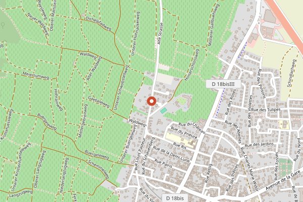 Map showing Chateau d'Isenbourg and Spa in Alsace
