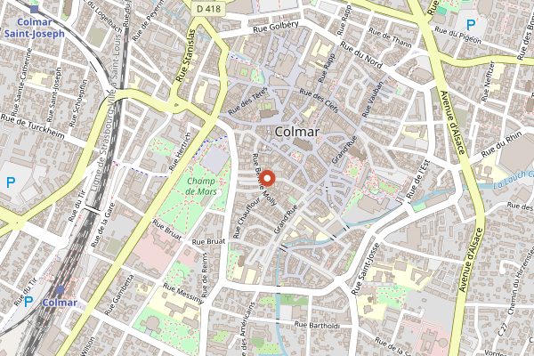 Map showing Hotel Quatorze in Alsace