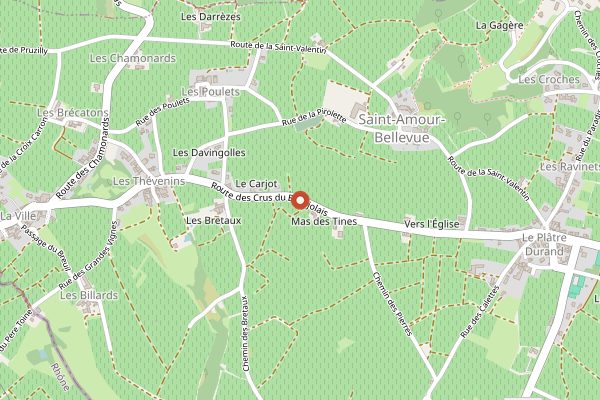 Map showing Domaine du Prieure Saint-Romain in Beaujolais