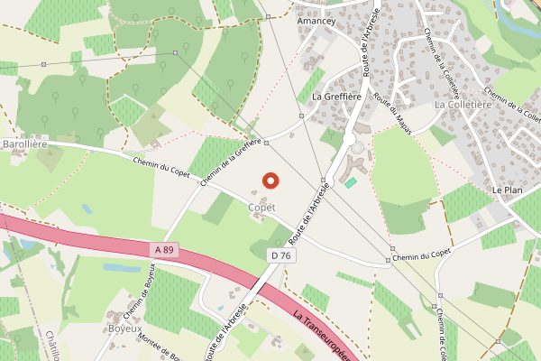 Map showing Domaine des Terres Dorees in Beaujolais