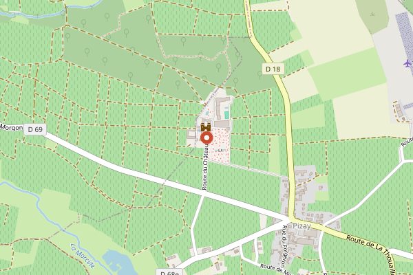 Map showing Chateau de Pizay Oenotheque Bar in Beaujolais