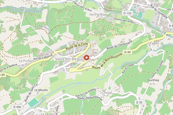 Map showing Auberge de Clochemerle in Beaujolais
