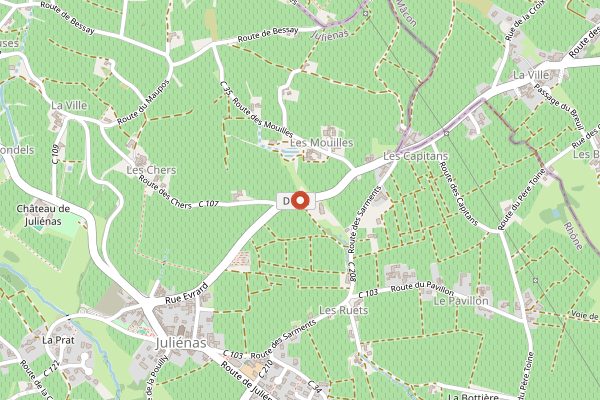 Map showing Le Coq a Julienas in Beaujolais