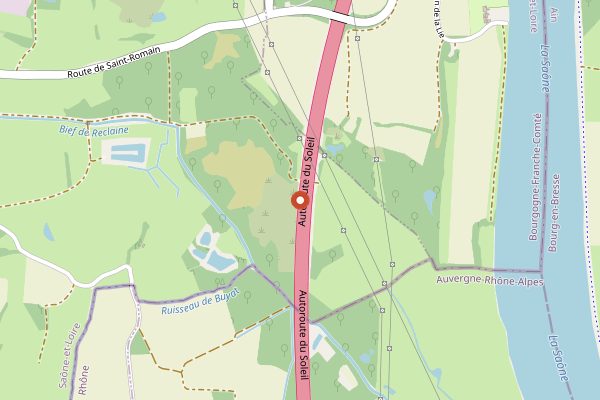 Map showing Restaurant Rouge et Blanc at Les Maritonnes in Beaujolais