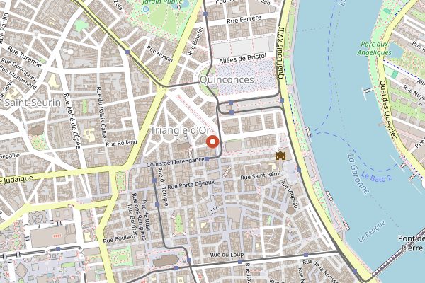 Map showing L'Intendant Tasting Room in Bordeaux