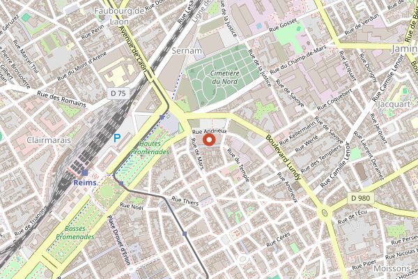 Map showing Marché des Halles du Boulingrin in Champagne