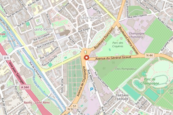 Map showing Veuve Clicquot Visit Center in Champagne