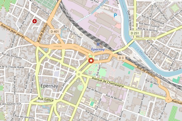 Map showing Hotel de la Cloche in Champagne