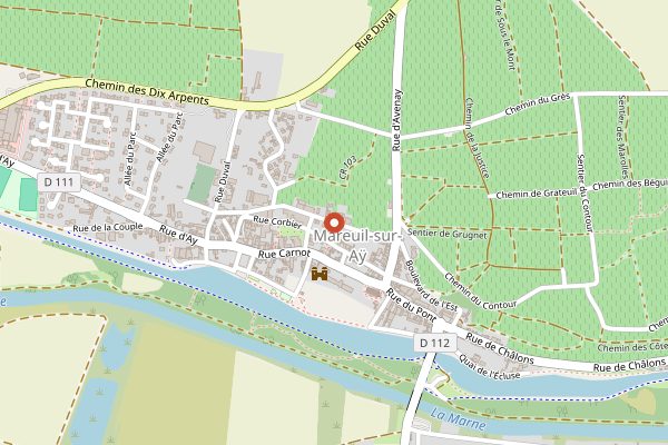 Map showing Le Clos Corbier in Champagne