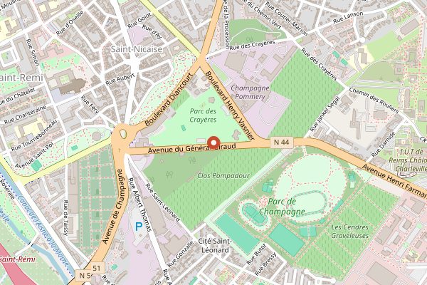 Map showing Brasserie Le Jardin - Les Crayeres in Champagne