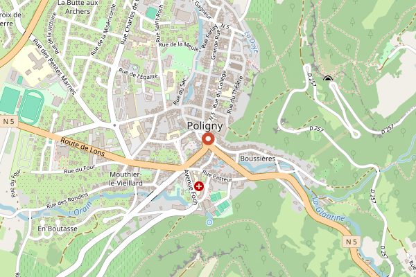 Map showing Poligny market in Jura