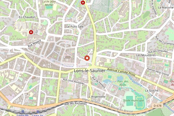 Map showing Lons-le-Saunier Thursday market in Jura