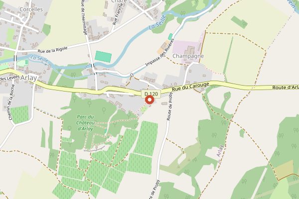 Map showing Chateau d'Arlay in Jura