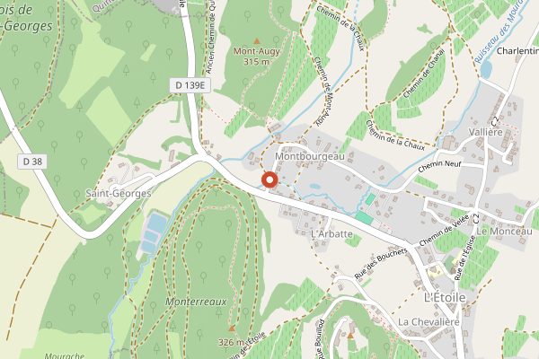 Map showing Domaine de Montbourgeau in Jura