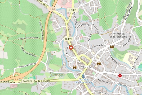 Map showing Domaine Jacques Tissot in Jura