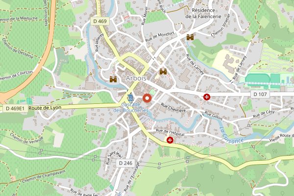 Map showing La Closerie des Capucines in Jura