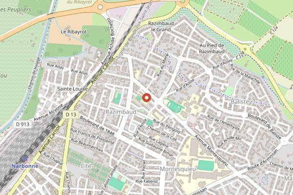 Map showing Chateau l'Hospitalet Biodynamic Vineyard Tour in Languedoc