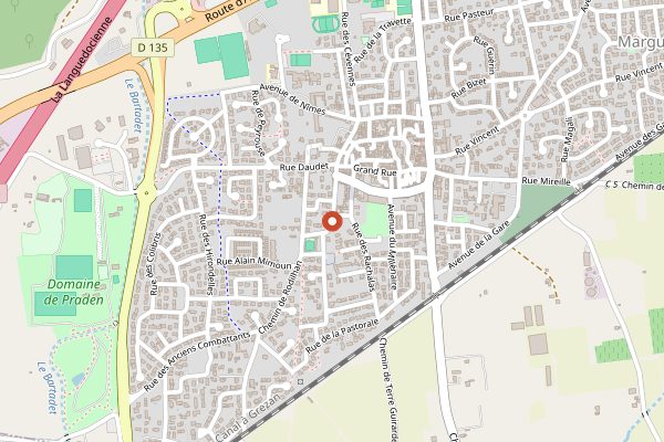 Map showing L'Ouvre Bouteille in Languedoc