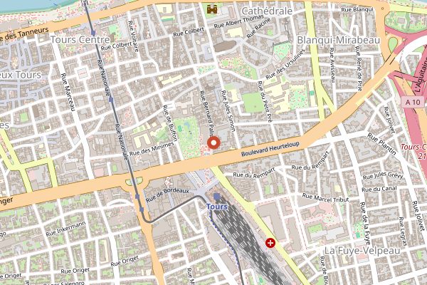 Map showing Halles de Tours covered market in Loire Valley