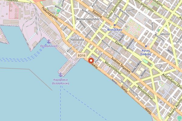 Map showing Modiano Market in Naoussa