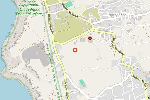 Map showing Anhydrous Cellar Door: wine by the glass with a Greek cheese platter in Santorini