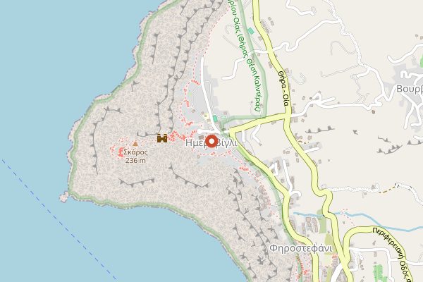 Map showing Fino Restaurant and Cocktail Bar in Santorini