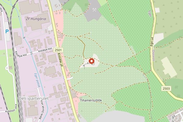 Map showing Bolyki Pincészet in Eger