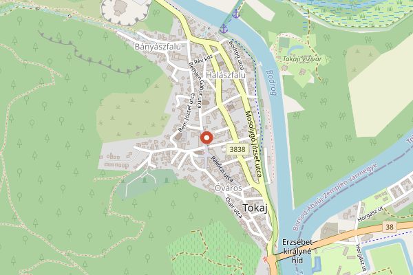 Map showing Tokaji Múzeum in Tokaj