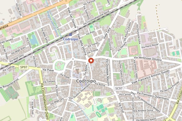 Map showing Latteria di Coderno, Codroipo shop in Friuli-Venezia Giulia