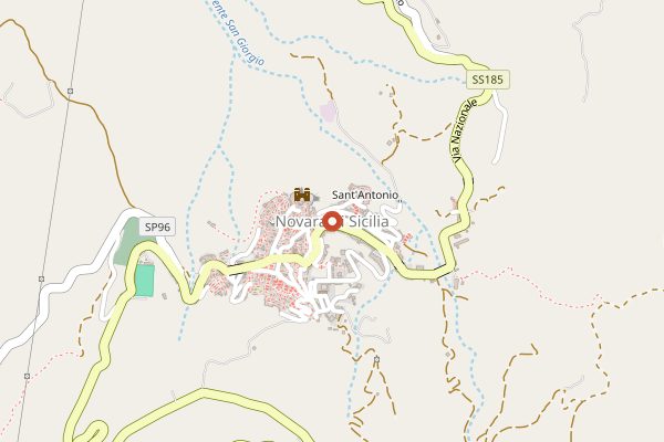 Map showing Torneo del Maiorchino, Carnival wheel-throwing at Novara di Sicilia in Sicily